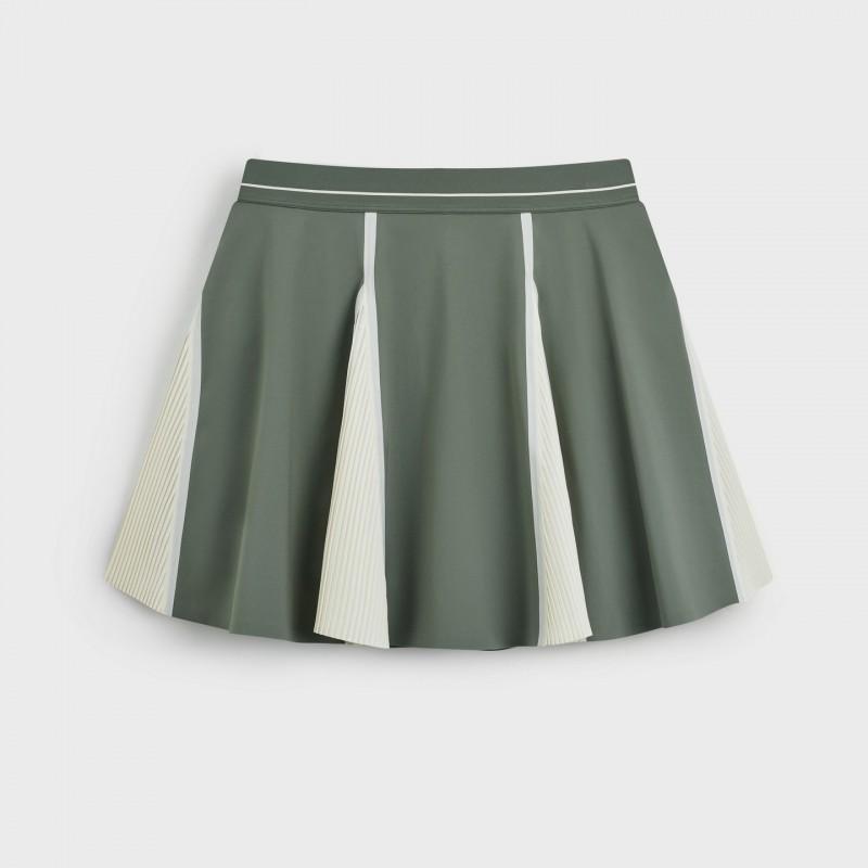 Womens Tennis Skort With Contrast Trim Waist-Cinching Pleated Design Quick-Dry Outdoor Sports