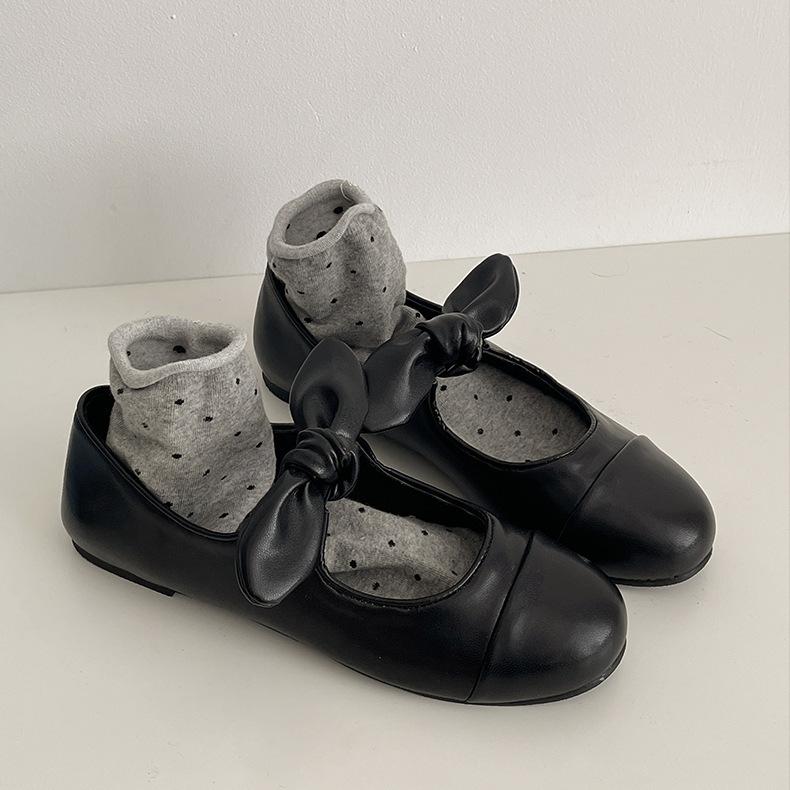 Fashion temperament French bow shallow mouth flat-soled single shoes women's 2025 new spring and autumn soft-soled Mary Jane small leather shoes