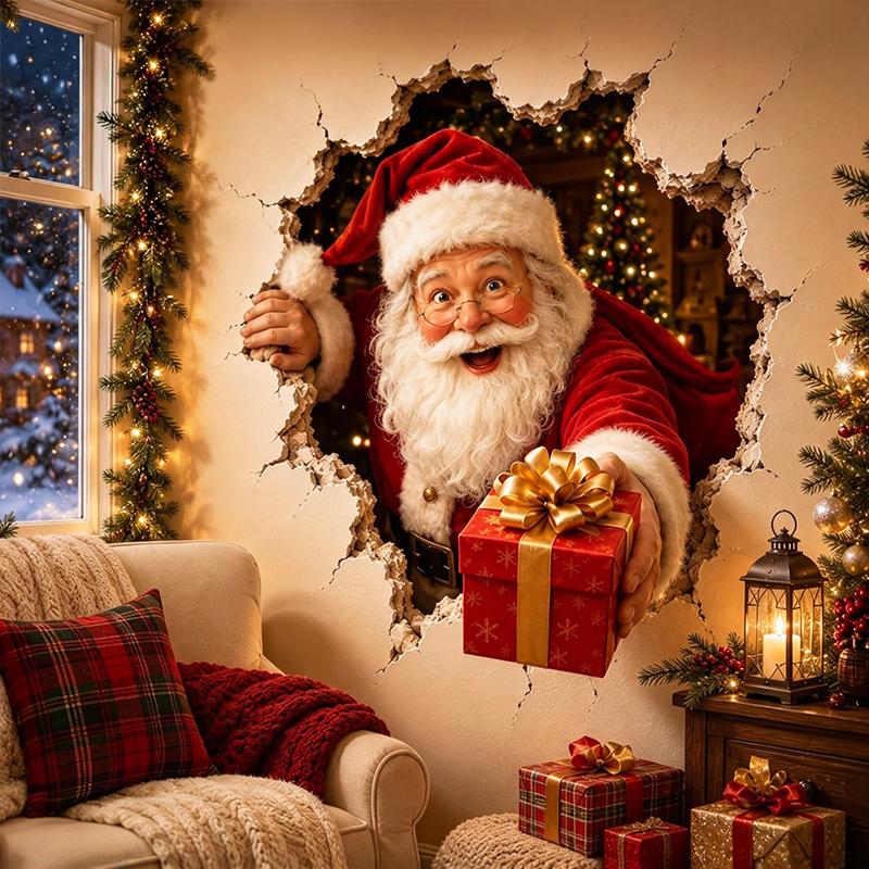 1Pc Santa Claus Wall Sticker Self-Adhesive Vinyl Decal Christmas Decoration Diy Living Room Bedroom Window Glass Cover Scratches