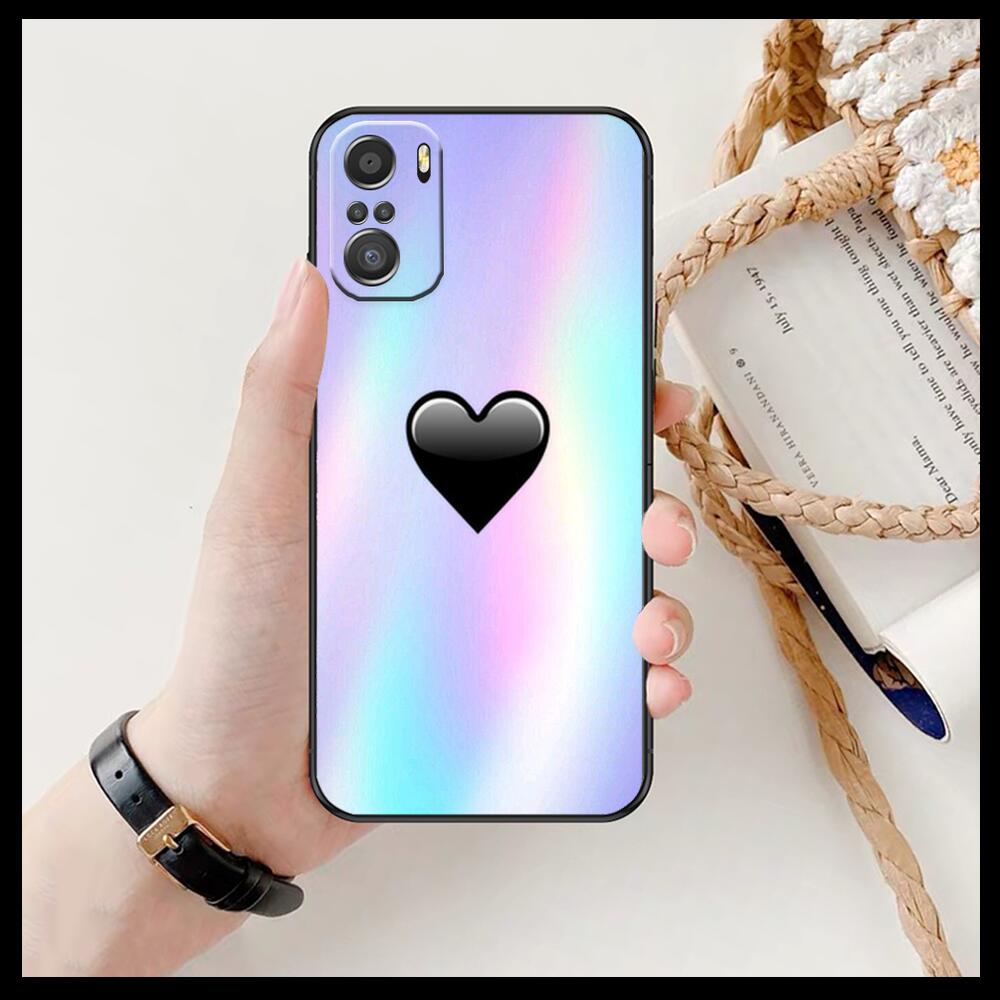 LIEBE herz Für Xiaomi Redmi Hinweis 10S 10 9T 9S 9 8T 8 7S 7 6 5A 5 Pro Max Weiche Schwarze Telefon Fall