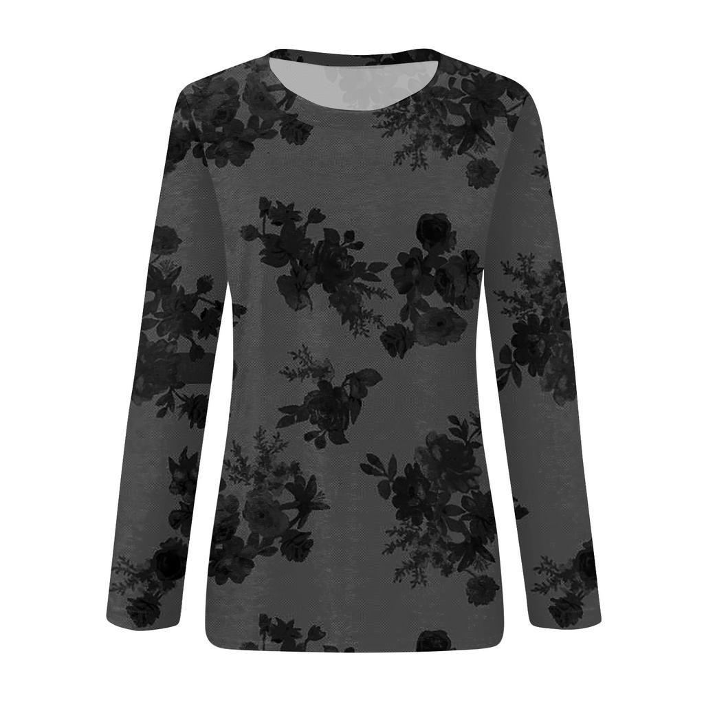 Women's Fashion Daily Versatile Casual O-Neck Long Sleeve Printed Top
