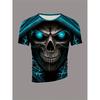 Men's 3D Skull Print T-Shirt | Oversized Short Sleeve | Lightweight Polyester | Round Neckline | Casual Wear | Gothic Fashion