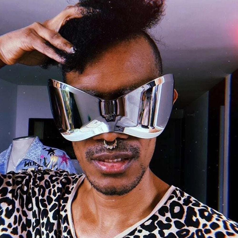 Steampunk Oversized Y2K Sunglasses Goggle Fashion Wrap Around Punk Sun Glasses Mask Female Mirror Shades Eyewear De Sol Oculos