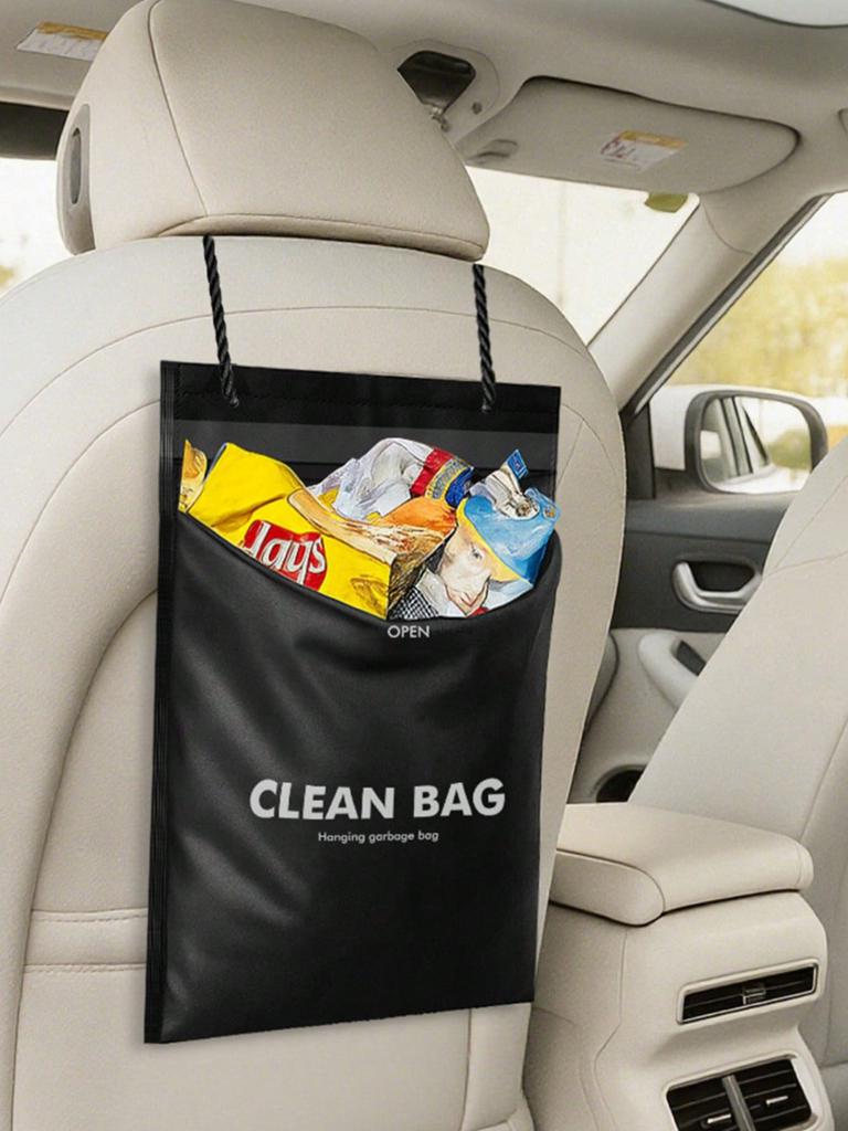 Hanging Car Trash Bag - Thickened PE, Long Strap, Hangable & Stickable, Large Capacity for Waste & Daily Items