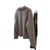 Celebrity Style Hedgehog Embroidery Cashmere Polo Collar Knitwear Women's Spring Autumn Loose Sweater Base Layer Wool Sweater