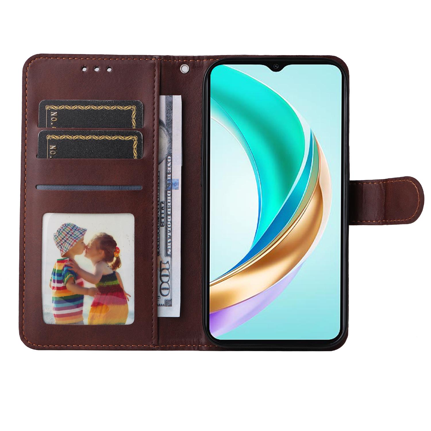 

For Honor X6b 4G Case PU Leather Phone Cover with Cash/Card Slots Blue