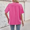 Summer Loose and Casual Cotton Solid Color Round Neck Short-sleeved Raw Edge T-shirt