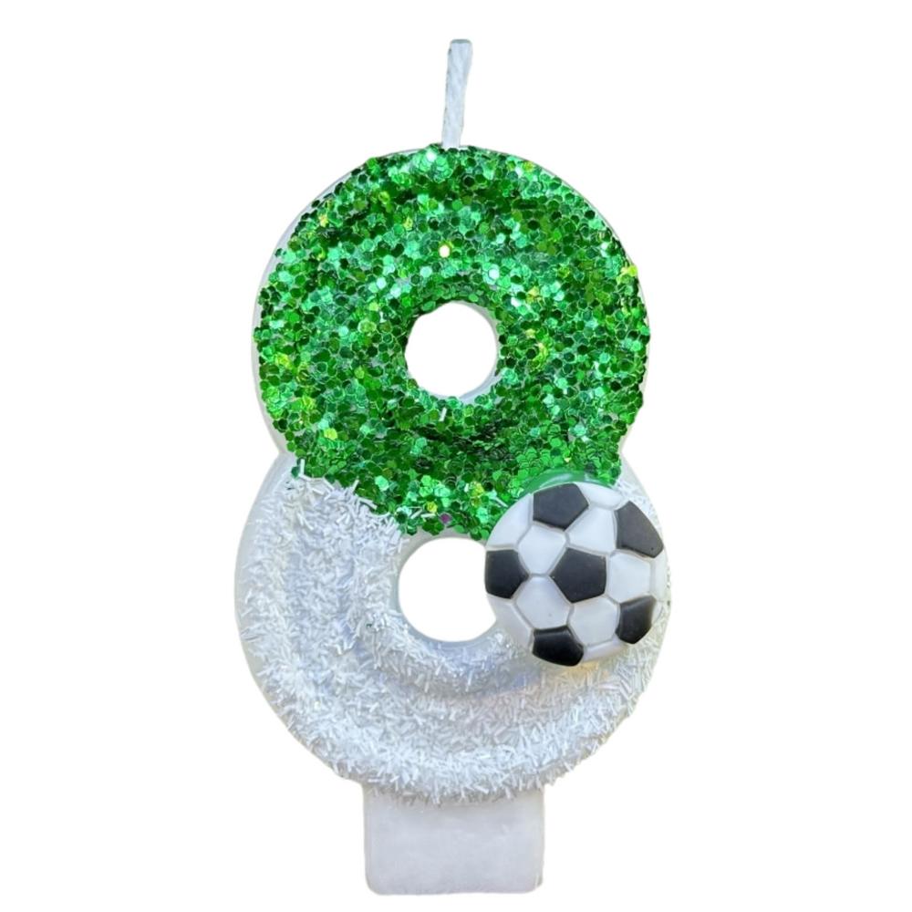 Football Children's Birthday Candles 0-9 Number Green Sparkles Birthday Soccer Ball Candle For Boy Party Soccer Fans Party Decor