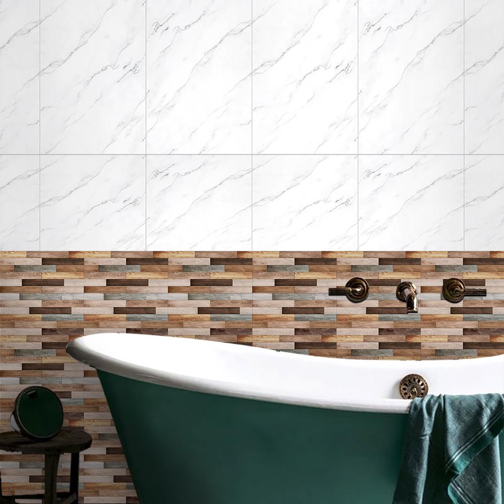 10pcs Wood Grain Tiles Floor Sticker Kitchen Cupboard Wardrobe Bathroom Home Renovation Peel & Stick Frosted Surface Wallpaper
