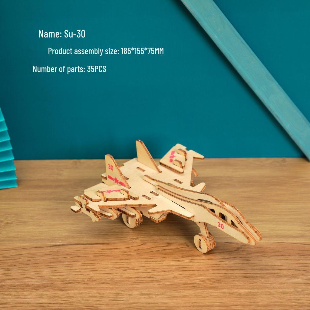 3D Wooden Fighter Bomber & Warship Puzzle Toy for Kids