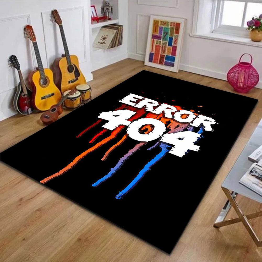 "Error 404 with Vibrant Drips Design" Patterned Carpet, Non Slip Mat Suitable for Living Room and Bedroom Sofas