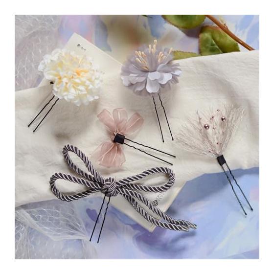 Handmade Dried Flower Hair Accessories for Special Occasions - Dahlia, Hydrangea, Mizuhiki - Perfect for Kimono, Furisode, Graduation, Weddings, and