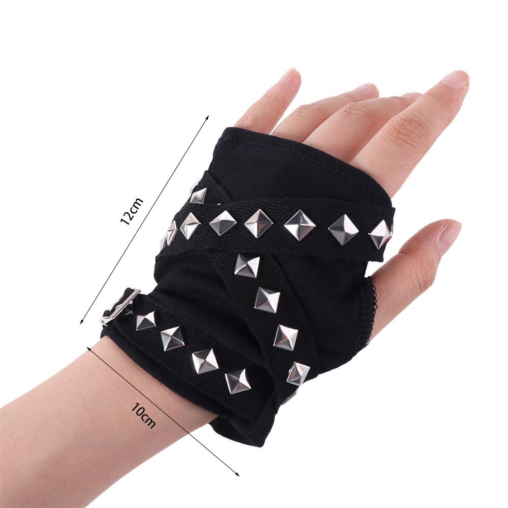 Hip hop Fingerless Gloves Rope Cross Short Arm Warmer Elastic Rivet Gloves  Cosplay