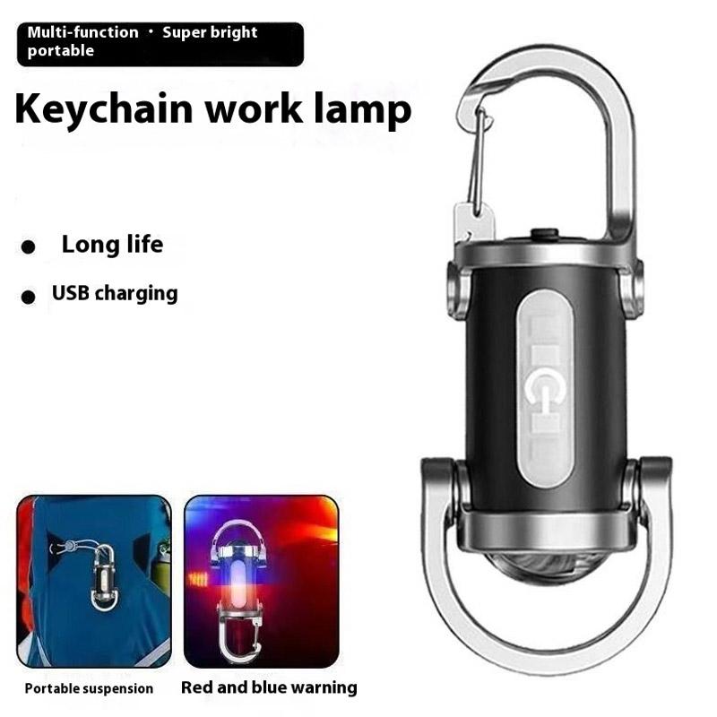 Emergency Keychain Light Rechargeable Keychain Flashlights 800 Lumens EDC COB Work Light 7 Modes for Walking Searching Hiking