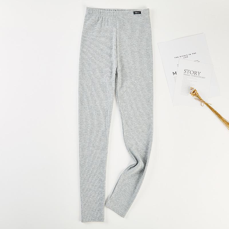 Damen Graue Gerippte Thermoleggings, Fleecegefüttert & Schlankmachend, Ideal für Herbst/Winter, Schmaler Beinverlauf, Enge Baumwollhose für Draußen