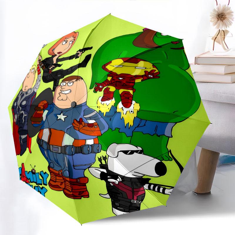 Family Guy Cartoon pattern, automatic folding umbrella, portable and foldable design, 8 ribs, a Christmas or birthday gift.