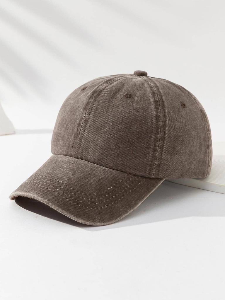 1pc Unisex Solid Color Outdoor Leisure Adjustable Washed Baseball Cap