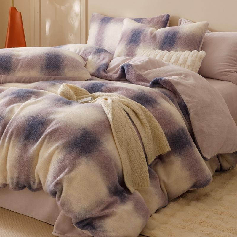 High-Grade Gorgeous A Version 350G Dolly Cashmere B Version 230G Thermal Oxygen Fleece Four-Piece Set Thickened Milk Fleece Sheets