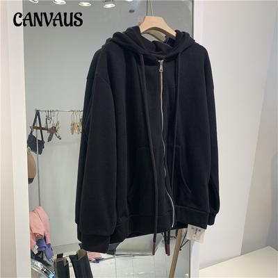 Felpa da donna taglie forti autunno e inverno cardigan casual sottile sezione con cappuccio cerniera giacca