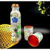 Copper Water Bottle 1 Ltr | Copper Water Bottle with Glass Set | Meena Work | 100% Pure | Leak-Proof | 2 Water Glass 300ml each