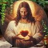 Arte da Parete in Metallo Sacro Cuore di Gesù Segno Rustico in Ferro Regalo Spirituale Cristiano Decorazione Casa Chiesa 20x20 cm