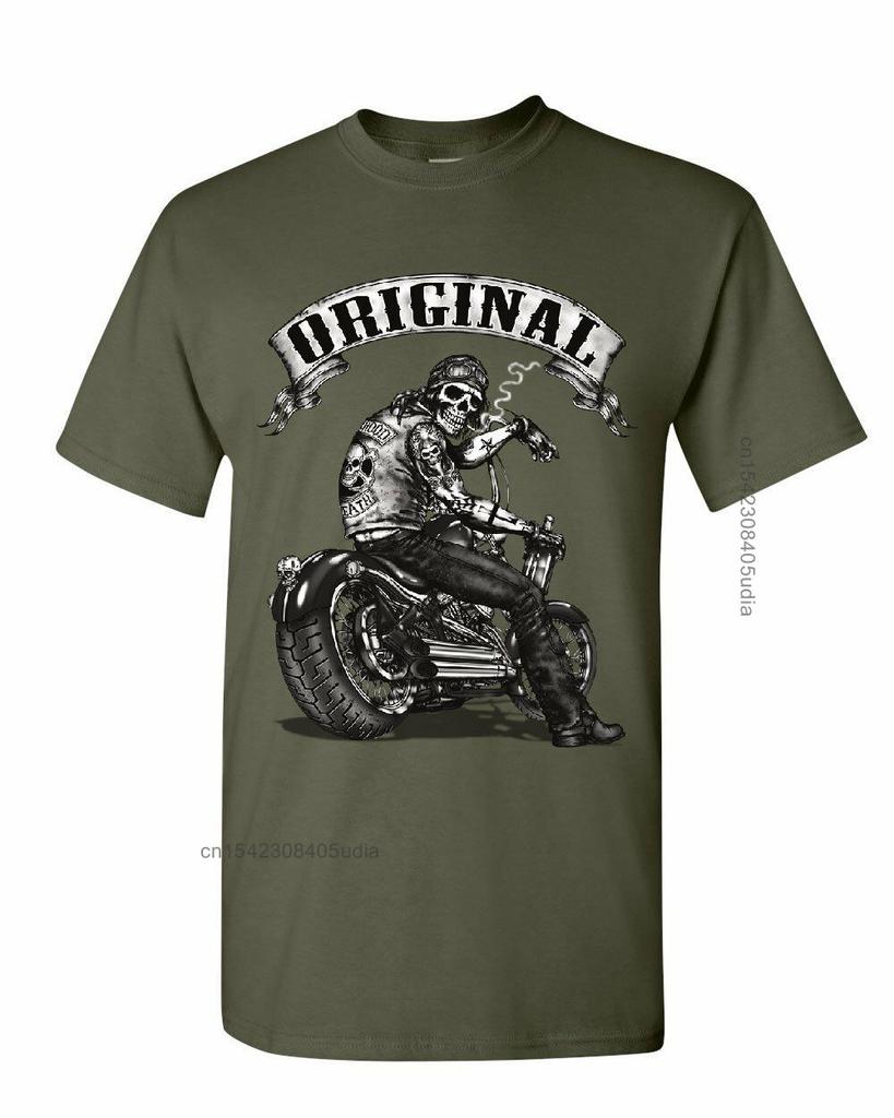 Original Biker Schädel T-Shirts Fahrt Oder Sterben Route 66 Motorrad Mc Neue T Shirt Männer Sommer Design T Shirt