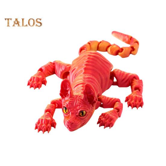 

3D-печатная фигурка лысой кошки с подвижными суставами, фигурка кошки-сфинкса, шарнирная модель животного, игрушка для домашнего офиса, книжной полки, украшения для рабочего стола, орнамент C