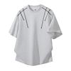 Short Sleeved Men's Summer Shoulder T-shirt with High-end Feel and Small Neckline