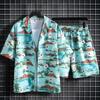 Men's Floral Short-Sleeve Shirt Set - Casual Hawaiian Beachwear for Couples
