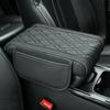 Universal Car Armrest Box Pad Leather Elastic Sponge Height Pad with Side Storage Bag Center Armrest Protective Cushion Support