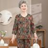 Elderly Women's Summer Breathable Cardigan Homewear Set