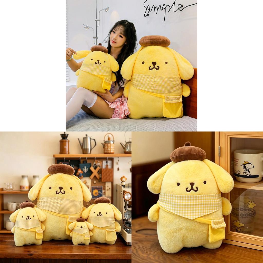 Cuscino Peluche Cartoon Pom Pom Purin Con Imbottitura Morbida in Cotone Per Dormire e Rilassarsi