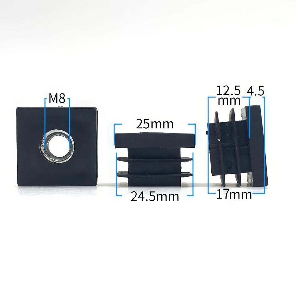 10 o 5 pezzi Tappi Quadrati in Plastica per Tubi M5 M6 M8 con Foro per Dado Tappi Ciechi Terminali Coperchi Tappi per Gambe di Mobili Tubi