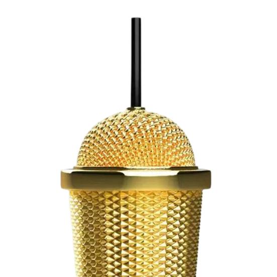 Vaso con Patrón de Diamantes y Pajita, Vaso para Batidos con Boquilla, Vaso Texturizado para Bebidas Frías con Café Helado, Botella de Agua Reutilizable de Plástico para el Hogar y la Oficina,