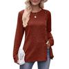 GMXIA Women's Autumn Button Fashion Solid Color Long-sleeved T-shirt