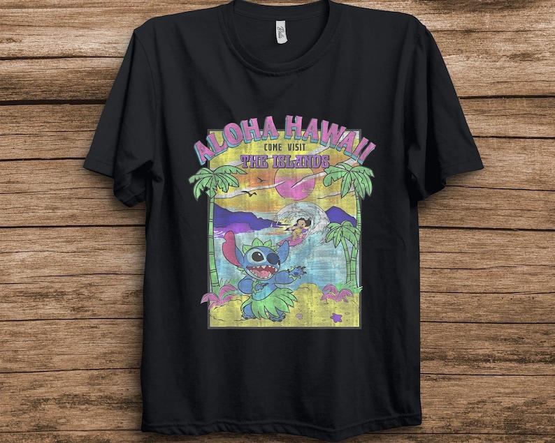 Disney Lilo  Stitch Aloha Hawaii Come Visit The Islands T-Shirt Unisex T-shirt Kid shirt Gift for Birthday Adult Tee Disneyland Vacation 160