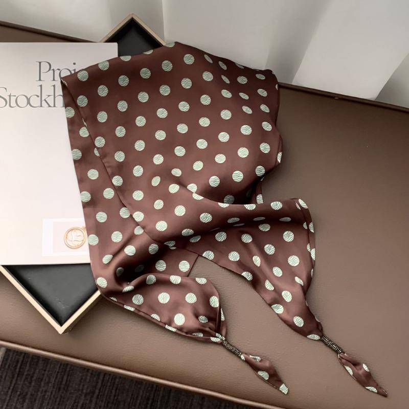 Silk scarf new fashion wheat ear cashew flower silk scarf head scarf beaded small scarf scarf triangular scarf waist tie