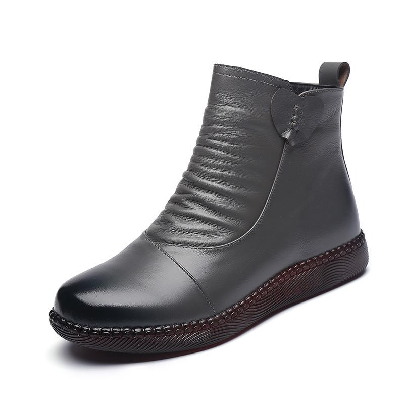 Fashion GKTINOO Autumn Winter Woman Genuine Leather Ankle Boots Female Casual Shoes Women Waterproof Warm Snow Boots Ladies Shoes