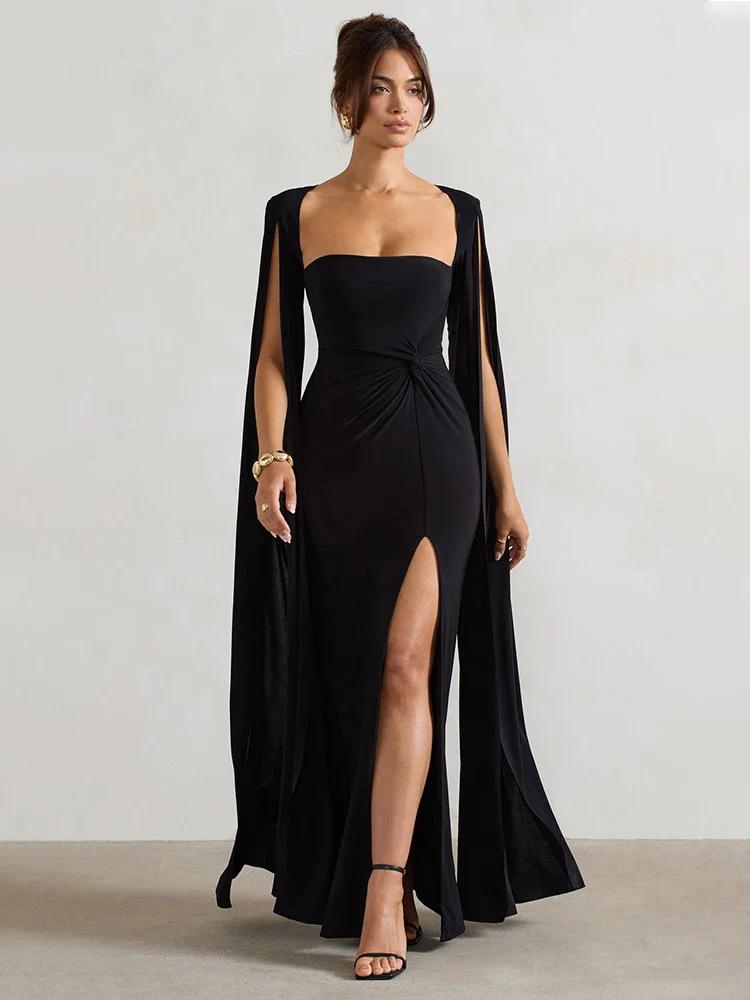 

2026 Elegant Solid Color Asymmetrical Evening Gown for Women Medium чорний