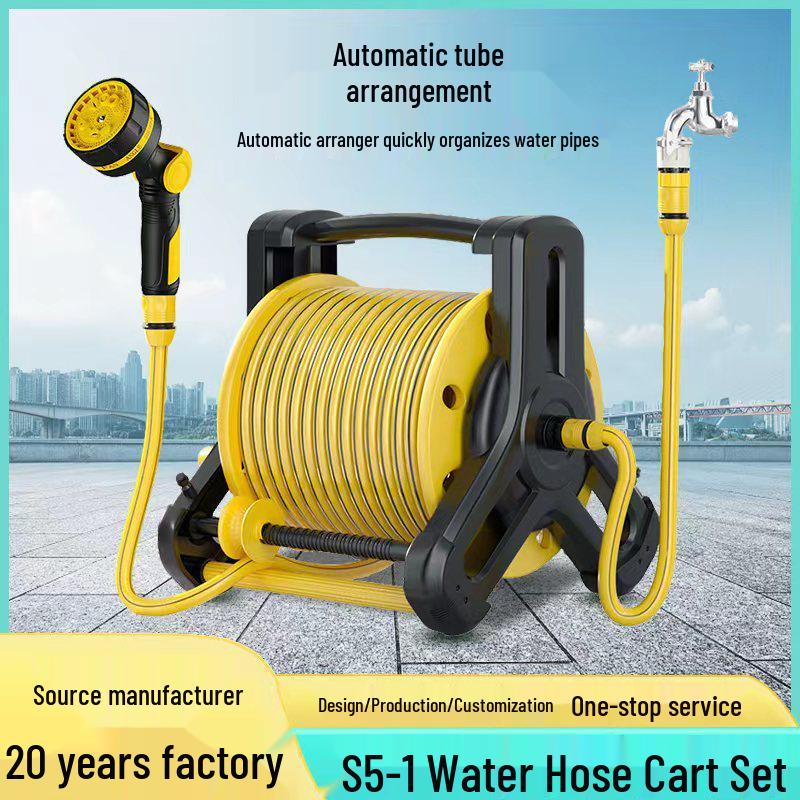 Automatic Hose Reel Set with Nozzle for Watering and Car Washing