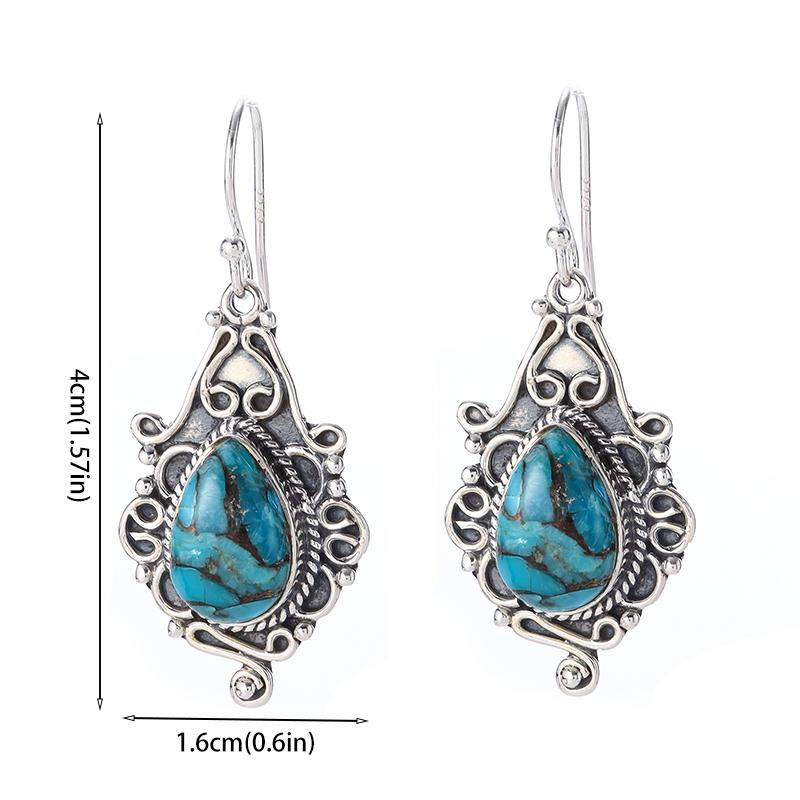 Flower Drop Shape Turquoise Hypoallergenic Earrings Women Girls Jewelry