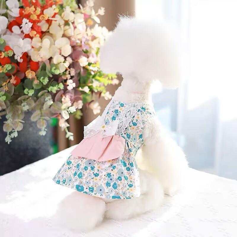 Teddy Dog Princess Summer Dress for Small Pets, Poodle, Bichon, Pomeranian, and Cats