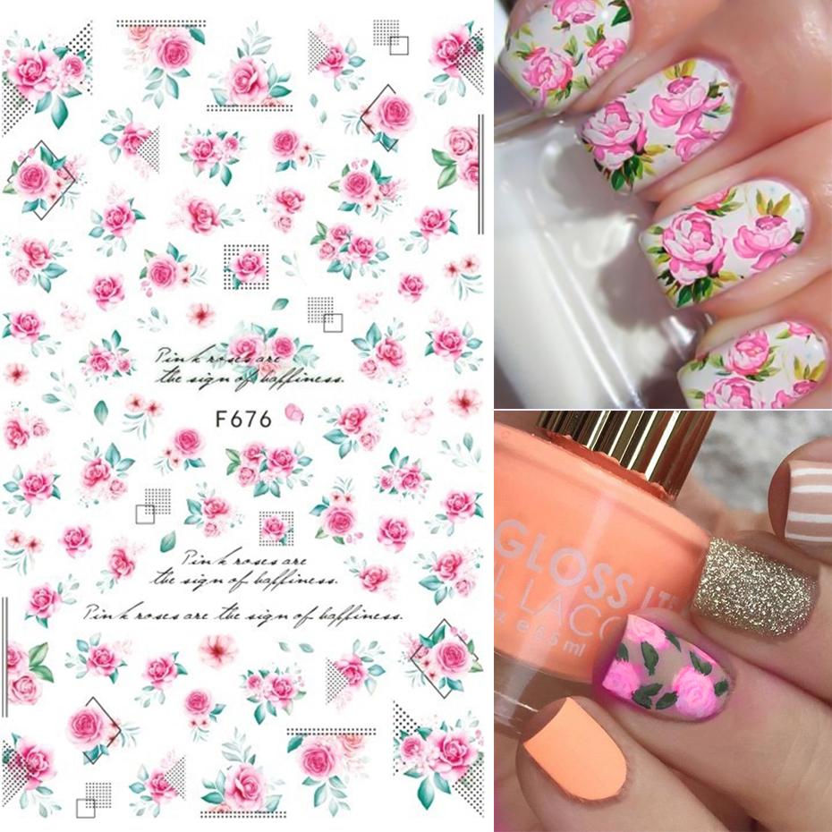1PCS Sakura Nail Stickers Dandelion Nail Art Decoration Nail Decals Tulip Self-adhesive Flowers Stickers Press On Nails Stickers