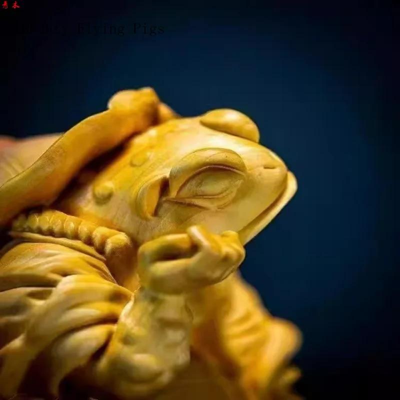 1 STÜCK Taihang Klippen Zypresse Schnitzerei Goldene Kröte Unsterblicher Gelbe Pappel Segensfrosch Glückstier Griff Ornament