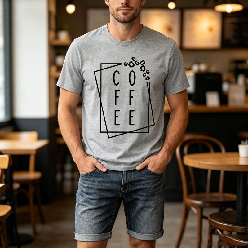 Coffee Bean Line Art Print T Shirt Unisex Unisex Minimal Coffee Short Sleeve Cotton Tees Oversized T Shirt Y2k Top Harajuku
