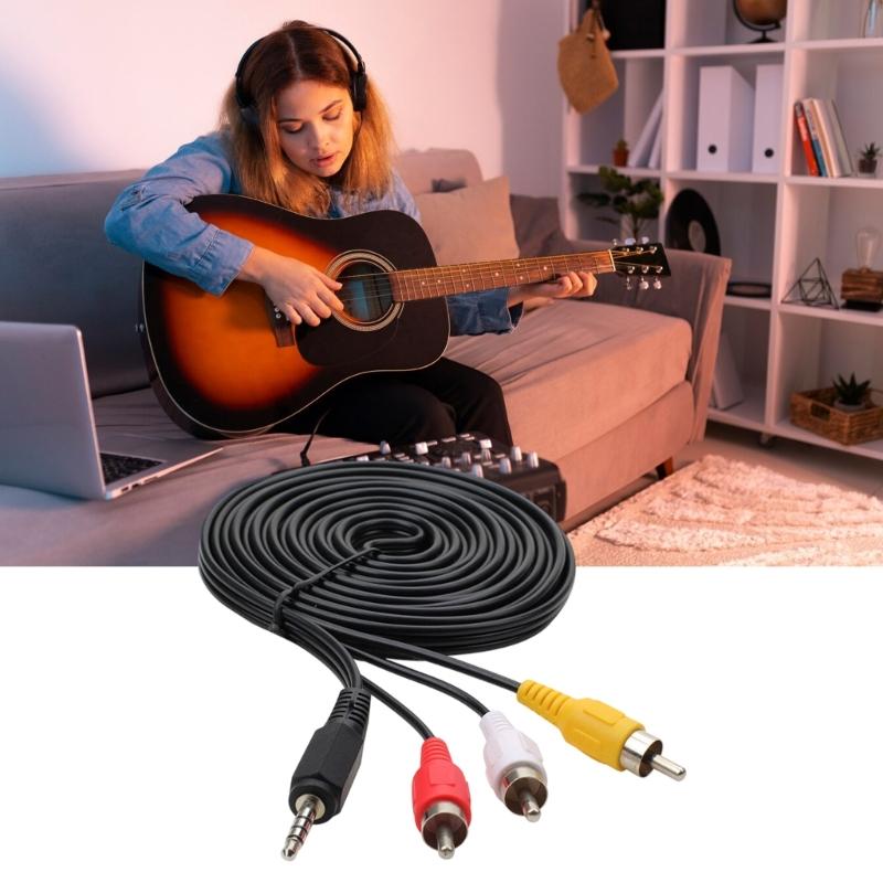 3.5mm Male to 3RCA Male AV Cable Delivering Uncompressed Sound Video Quality Across Multiple Platforms