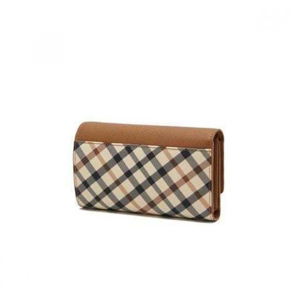 Daks Dd Logo 3 Fold Wallet Brown Check Dcwa6f423w2