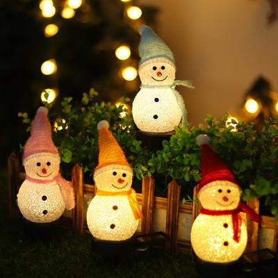 Solar Ground Lamp Lights Outdoor Christmas Snowman Shape Pathway Energy-saving Decorative Lights for Garden Yard