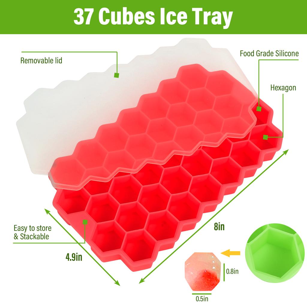 37 Cavity Honeycomb Ice Cube Trays Reusable Silicone Ice Cube Mold Bpa Free Ice Maker With Removable Lids Creative 13 Cavity
