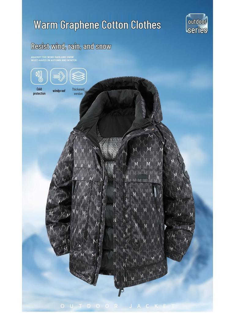 2025 Winter Mid-Length Plus Size Men's Cotton Padded Jacket - Trendy and Comfortable, Fits Up to 300 Jin